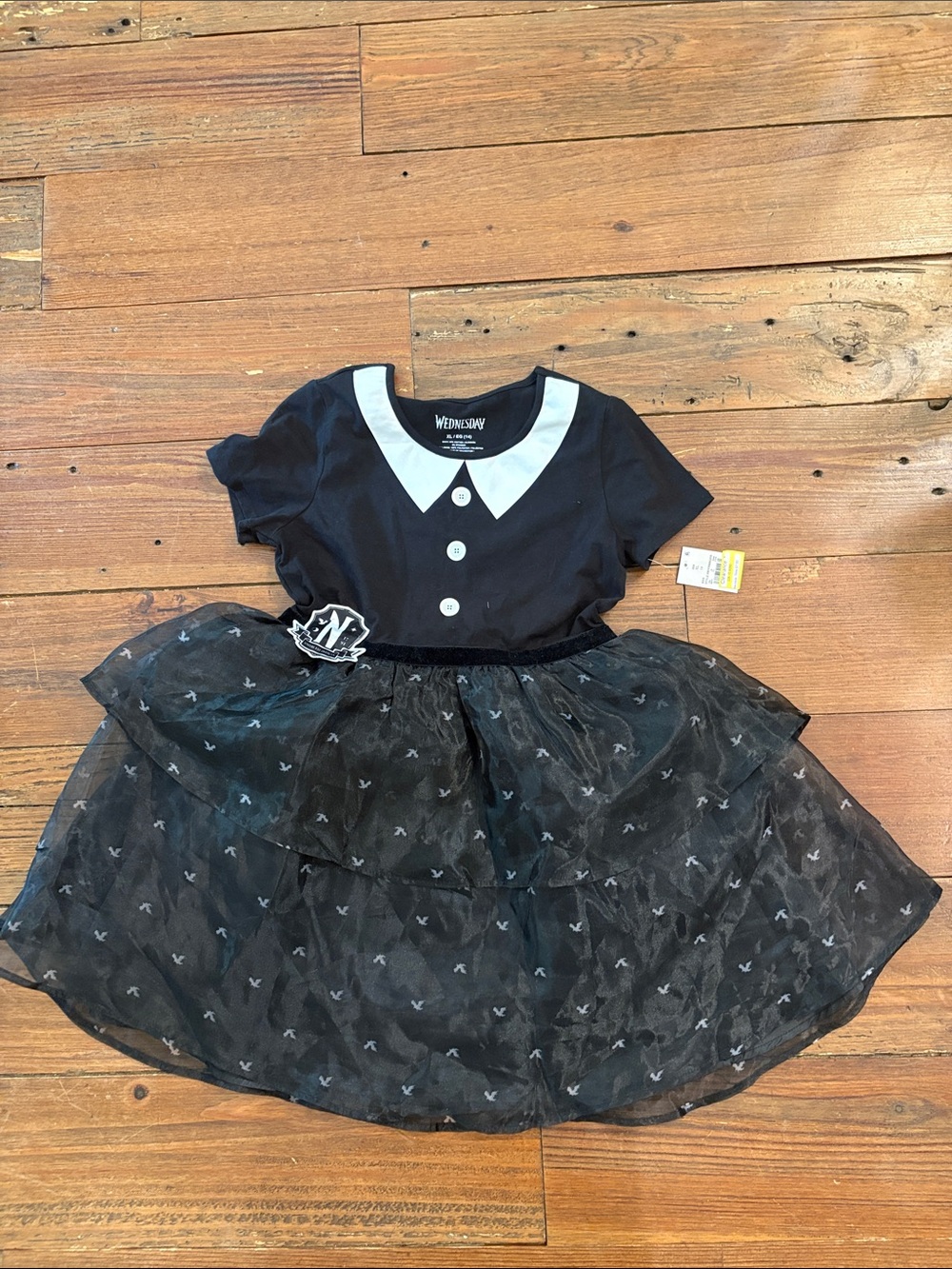 Wednesday Girl Black Peter Pan Collar Tulle Dress